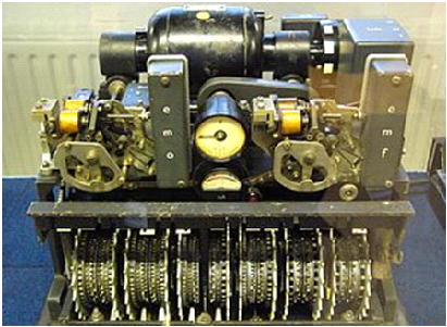 Немецкая криптомашина Lorenz использовалась во время Второй мировой войны для шифрования самых секретных сообщений (вид машины спереди, перед дисками расположена клавиатура).