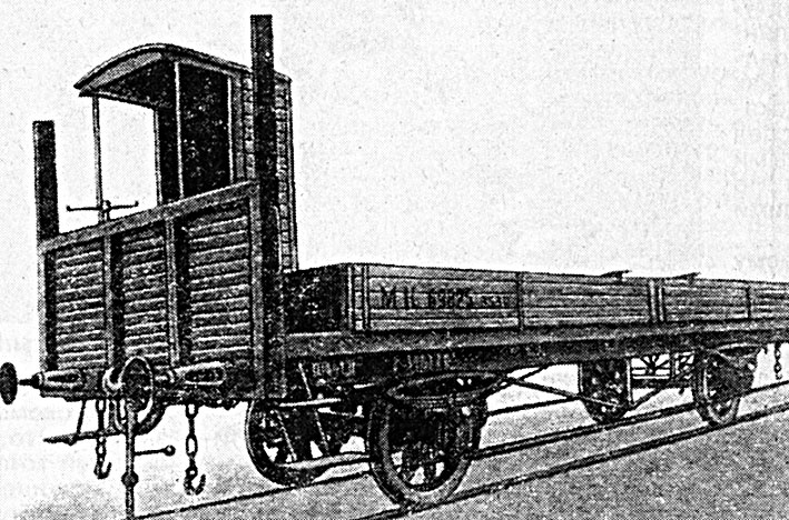 Рис.1. Тормозная будка и сцепка грузовой платформы. Фото 1894 г.